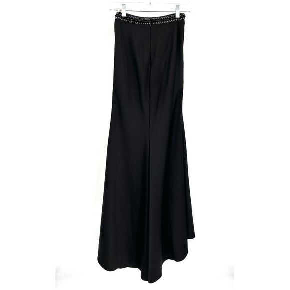 MON CHERI Paris Black Beaded High Waist Very Long Maxi Skirt With Train Size 0 - Picture 2 of 6
